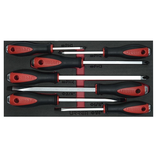 [CH128] Juego de destornilladores con mango bimaterial de golpe combinado 7 piezas, CH128-C Urrea