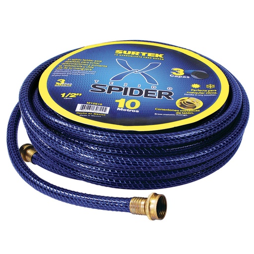 [M34S25] Manguera para jardín tejido spider con conector metálico 3/4", 25 m Surtek