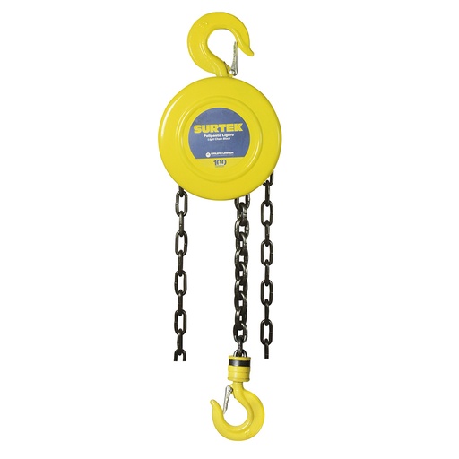 [POLAC3L] Polipasto manual 2 ramales, 2 ton, cadena 2.5 m Surtek