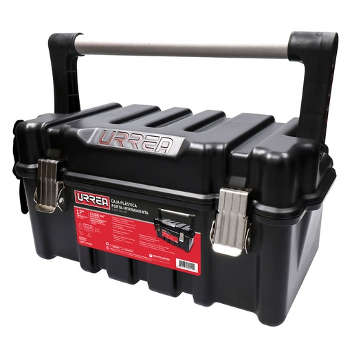 [CPU17A] Caja portaherramientas plástica con broches metálicos color negro 17" x 9" x 8" Urrea