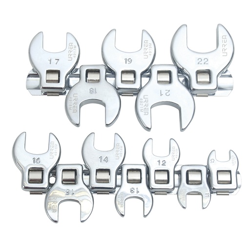 [4900-12M] Juego de llaves pata de cuervo cuadro de 3/8", métricas, 12 piezas Urrea