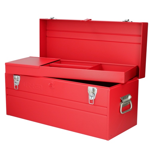 [D8] Caja portaherramientas métalica con asa plástica color rojo 23" x 10" x 11" Urrea