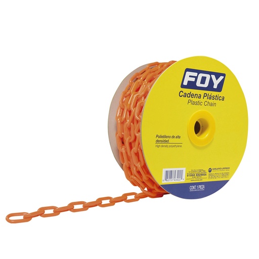 [143422] Cadena plástica calibre 6 mm de 25 m, color naranja Foy