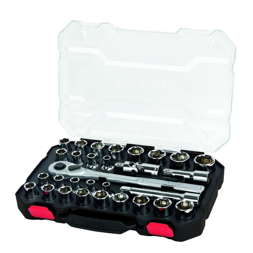[5401CD] Juego de dados y accesorios cuadro de 1/2" combinado, 30 piezas Urrea