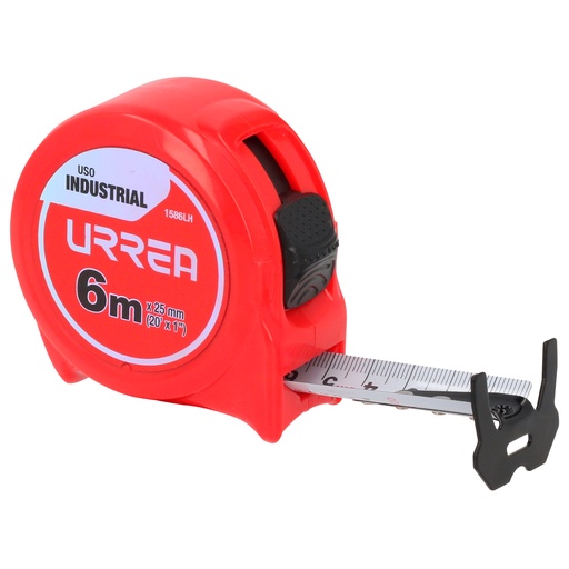 [1586LH] Flexómetro con carcasa de plástico 6 m x 25 mm en blíster Urrea
