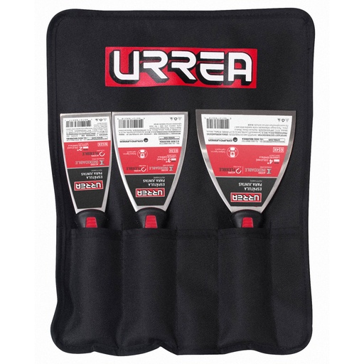 [6500X] Juego de espátulas flexibles de acero inoxidable con mango bimaterial, 3 piezas Urrea