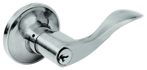[17MA] Manija tubular curva función baño, níquel satinado, llave estándar, blíster Lock