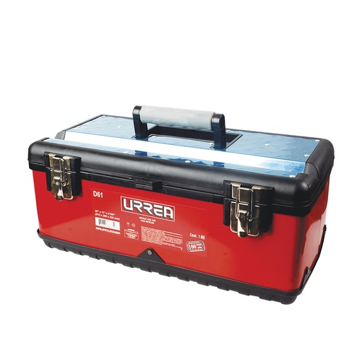 [D61] Caja portaherramientas metálica-plástica color rojo/negro 20" x 11" x 8" Urrea