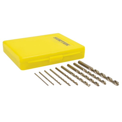 [JBAV10] Juego de brocas con cobalto de acero de alta velocidad zanco recto, 10 piezas Surtek