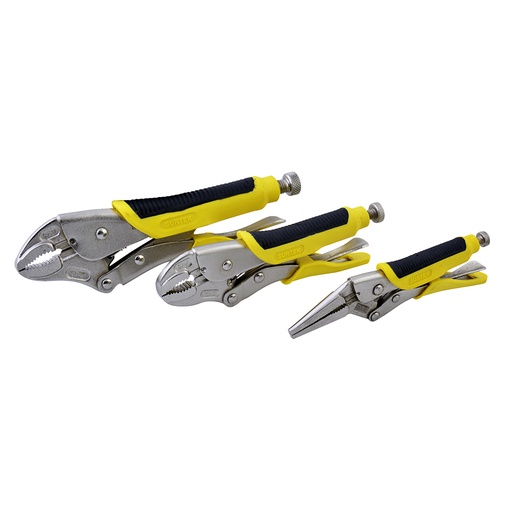 [115085] Juego de pinzas de presión con mango bimaterial, 3 piezas Surtek