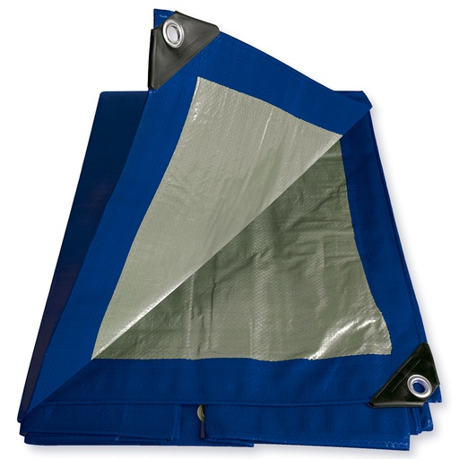 [LE9X12] Lona de polietileno color azul con fondo plata, 2.74 x 3.65 m Foy