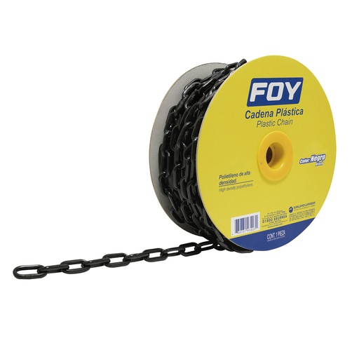 [143427] Cadena plástica calibre 8 mm de 25 m, color negro Foy