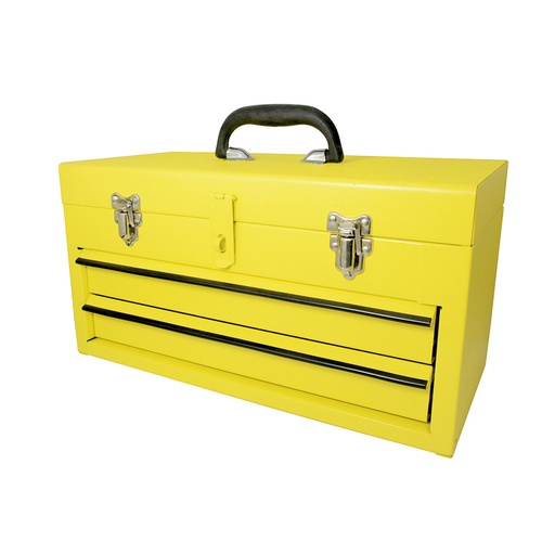 [125107] Caja portaherramientas metálica color amarillo con 2 gavetas 18" x 9" x 11" Surtek