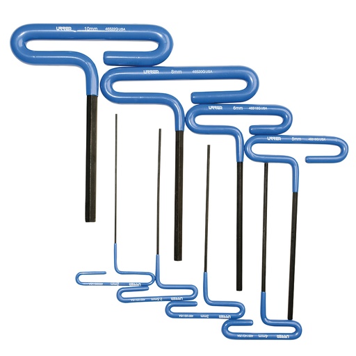 [4966G] Juego de llaves hexagonales tipo "T" con mango de vinil, métricas, 8 piezas en blíster Urrea