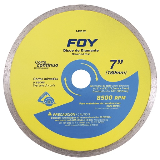 [143512] Disco de diamante continuo, 7" Foy