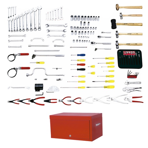 [9906] Juego maestro automotriz en pulgadas 137 piezas, con gabinete 9992 Urrea