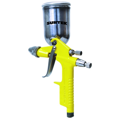 [PPG4] Pistola mini para pintar terminados con alimentacion de gravedad, capacidad 125 ml, 72 PSI Surtek