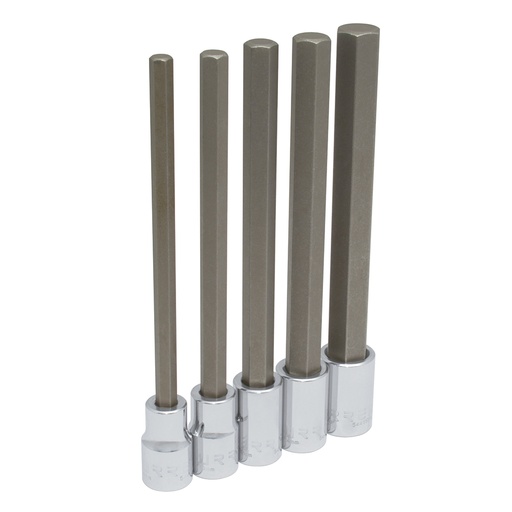 [5441M5L] Juego de dados con punta hexagonal extra larga cuadro de 1/2", métricos, 5 piezas Urrea