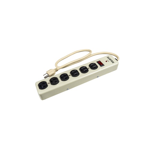 [136222] Supresor de picos metálico 6 entradas cable 600 J, de 75 cm Surtek