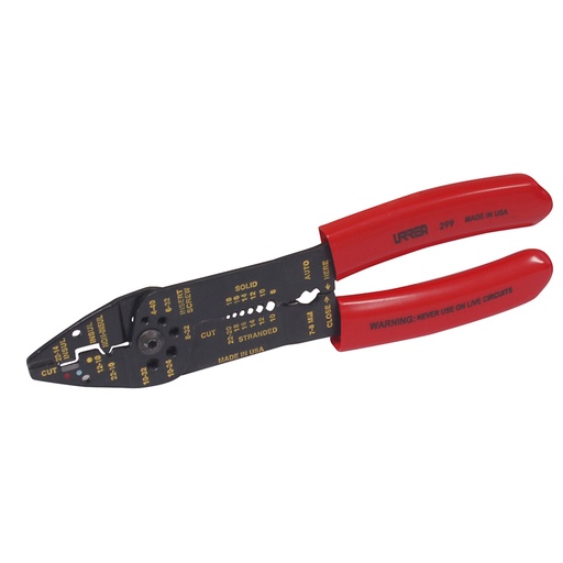 [299] Pinza pelacable con mango air cushion 10-22 AWG de 8-3/4" poncha terminales Urrea