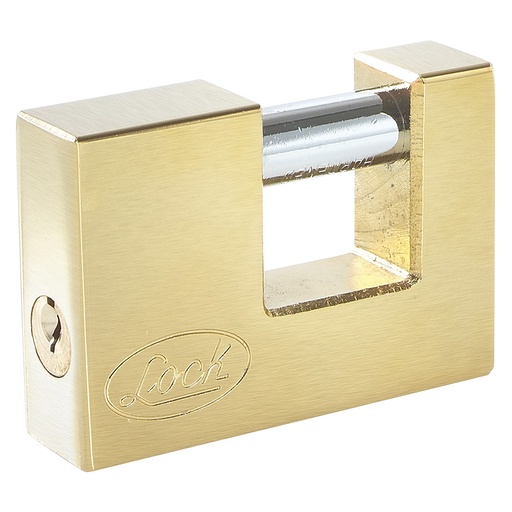 [L20C75EB] Candado de acero para cortina metálica 75 mm, latón brillante, llave estándar Lock