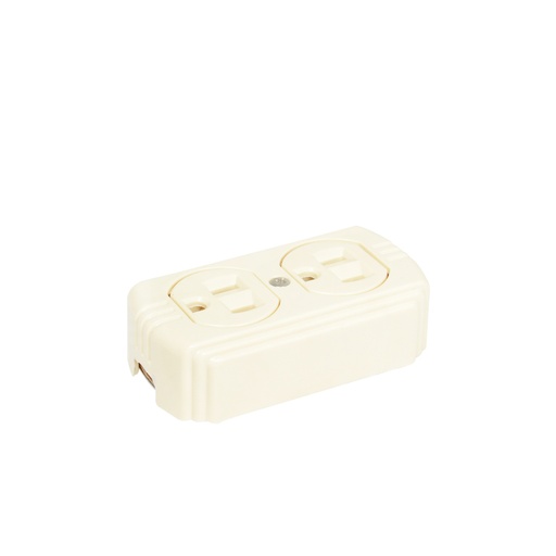 [136404] Contacto doble superficie aterrizado, línea de sobreponer, color marfil Surtek