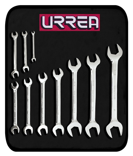 [3000D] Juego de llaves españolas pulido espejo en pulgadas, 10 piezas en estuche Urrea