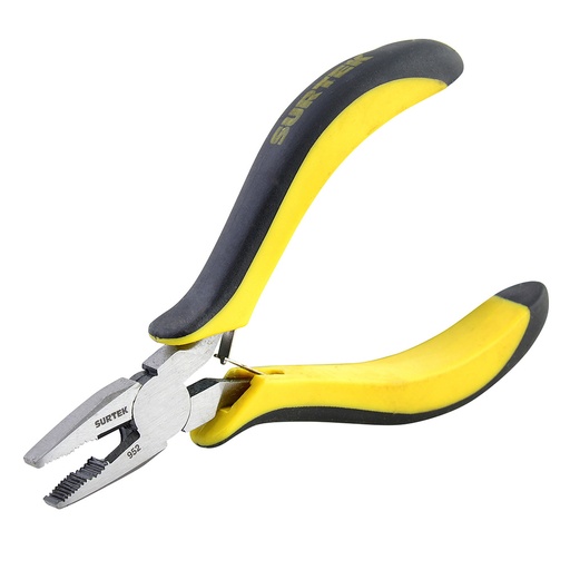 [952] Mini pinza para electrónica con mango bimaterial de 4-1/2" corte lateral Surtek