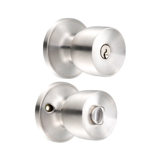 [19PO] Pomo tubular copa recta función recámara, acero inoxidable, llave estándar, blíster Lock