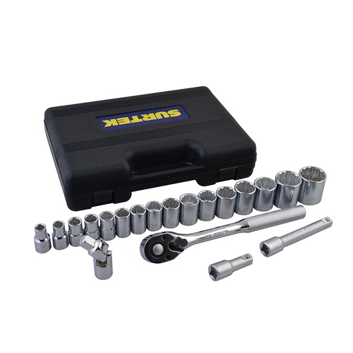 [F5800BM] Juego de dados y accesorios cuadro de 1/2" métrico, 20 piezas Surtek