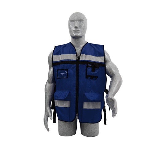 [137589] Chaleco de seguridad tipo supervisor abierto con reflejante azul unitalla Surtek