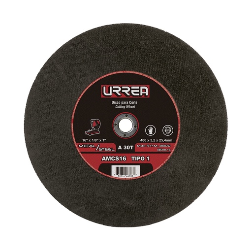 [AMCS16] Disco abrasivo tipo 1 para metal 16" x 1/8" Urrea