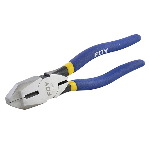 [142042] Pinza para electricista con mango con doble plastisol de 8", corte lateral Foy