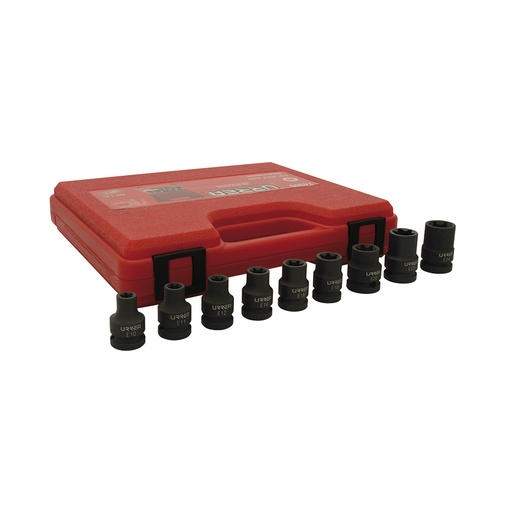 [74300] Juego de dados de impacto torx hembra cuadro de 1/2", 9 piezas Urrea