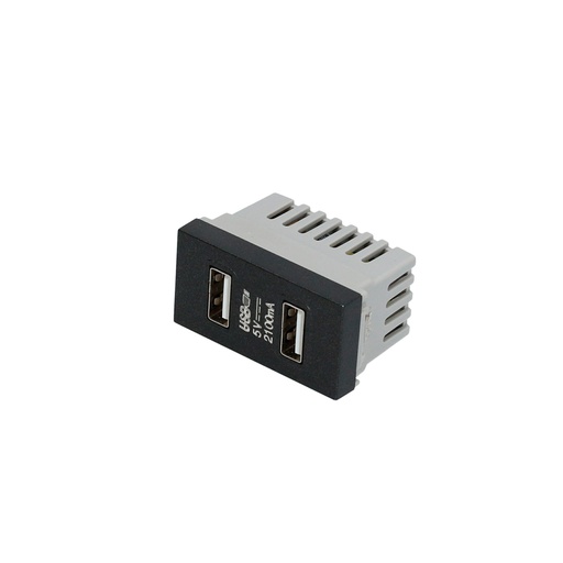 [P617N] Módulo USB doble 1/3, línea Premium, color negro Surtek