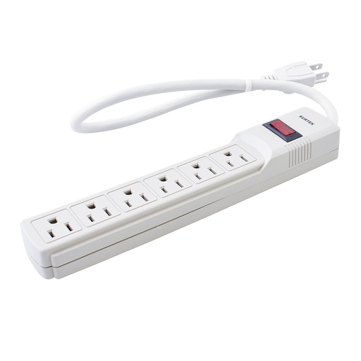 [136220] Supresor de picos 6 entradas cable 270 J, de 45 cm Surtek