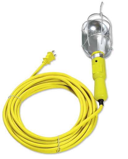 [136096] Lámpara de taller con canastilla metálica, color amarillo 8 m Surtek