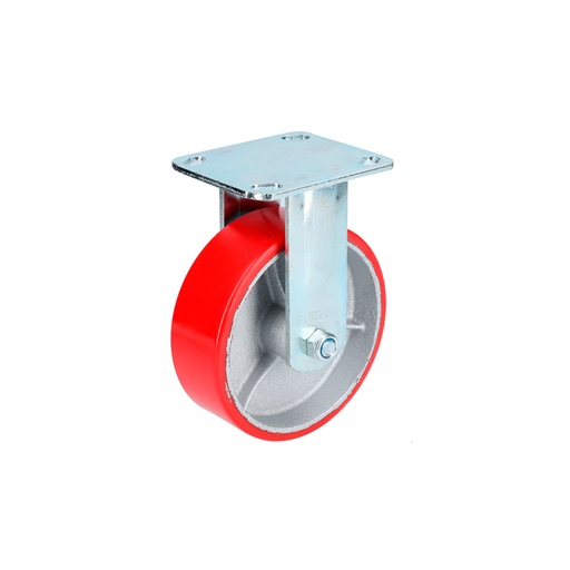 [RP15F] Rodaja de fierro con poliuretano rojo fija 6" Surtek