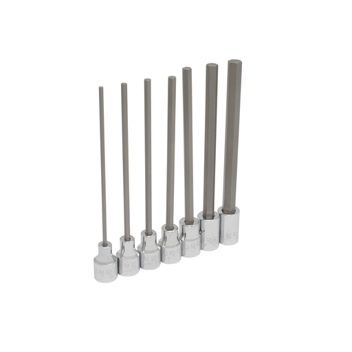 [4990-7L] Juego de dados punta hexagonal extra larga cuadro de 3/8", en pulgadas, 7 piezas Urrea