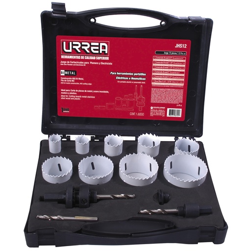 [JHS12] Juego de cortacírculos bimetálicos, 12 piezas Urrea