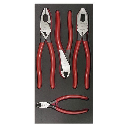 [CH126] Juego de pinzas de electricista 4 piezas, charola CH126-C Urrea