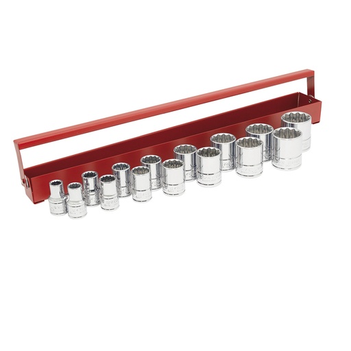 [54112] Juego de dados cuadro de 1/2", 12 puntas, en pulgadas, 15 piezas Urrea