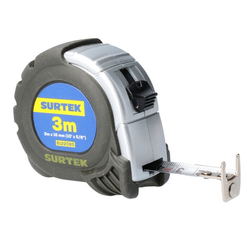 [B122085] Flexómetro con carcasa anti-impacto silver 3 m x 5/8" Surtek