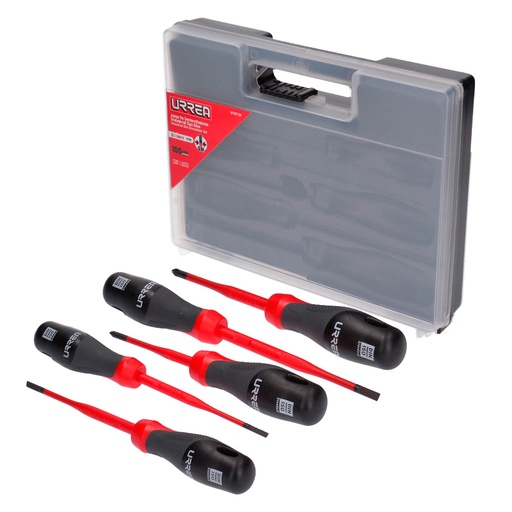 [9700TSA] Juego de destornilladores barra slim con mango trimaterial 1000 V, 5 piezas Urrea
