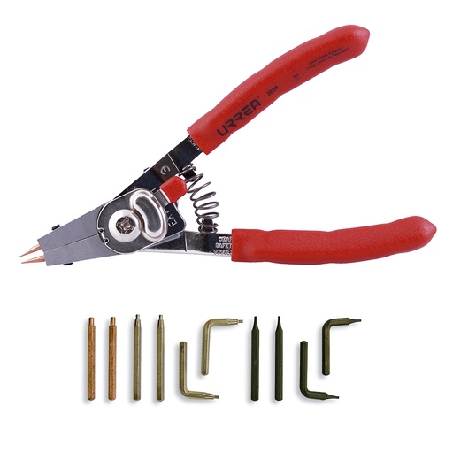 [382] Pinza para anillos de retención con puntas intercambiables, 11 piezas Urrea