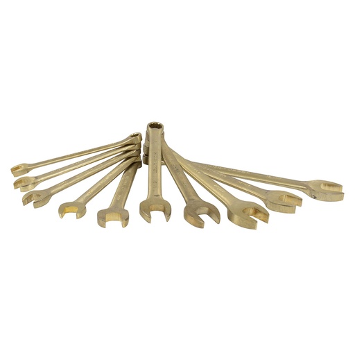 [UH1200KM] Juego de llaves combinadas de bronce-aluminio antichispa métricas, 12 puntas, 10 piezas Urrea