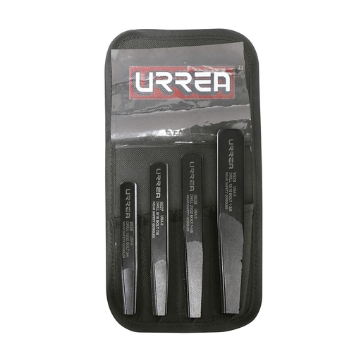 [9501A] Juego de extractor rectos para tornillos y tubo, 4 piezas Urrea