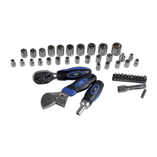 [144035] Juego combinado de herramienta 45 piezas, con estuche plástico Foy