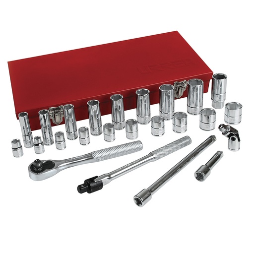 [5200CL] Juego de dados y accesorios cuadro de 3/8" en pulgadas, 25 piezas Urrea