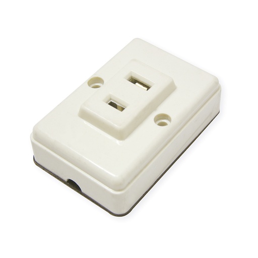 [136412] Contacto sencillo visible polarizado cuadrado, línea de sobreponer, color marfil Surtek